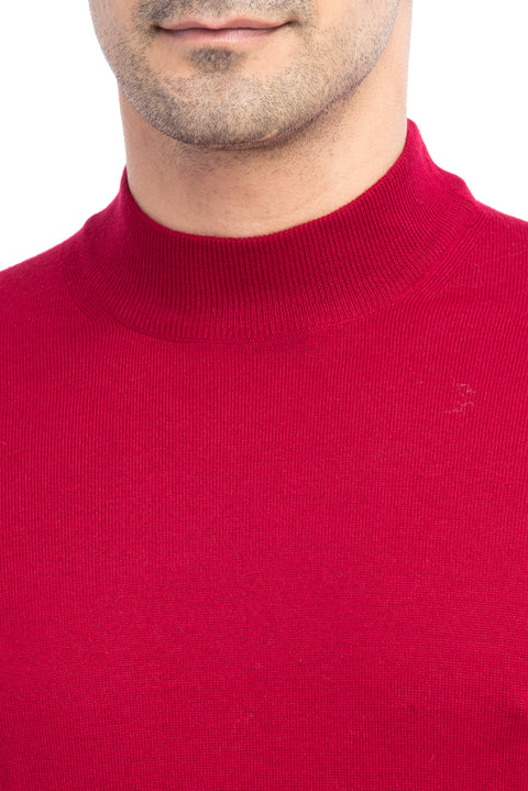 Red Half Turtleneck Wool Knit Sweater