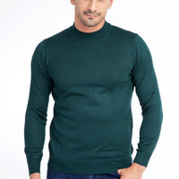 Dark Green Semi-Turtleneck Wool Knit Sweater
