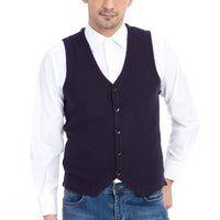 Navy Blue Patterned Slim Fit Narrow Cut Vest