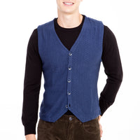 Blue Patterned Slim Fit Narrow Cut Vest