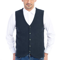 Dark Green Patterned Slim Fit Vest