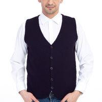 Purple Wool Regular Fit Patterned Vest