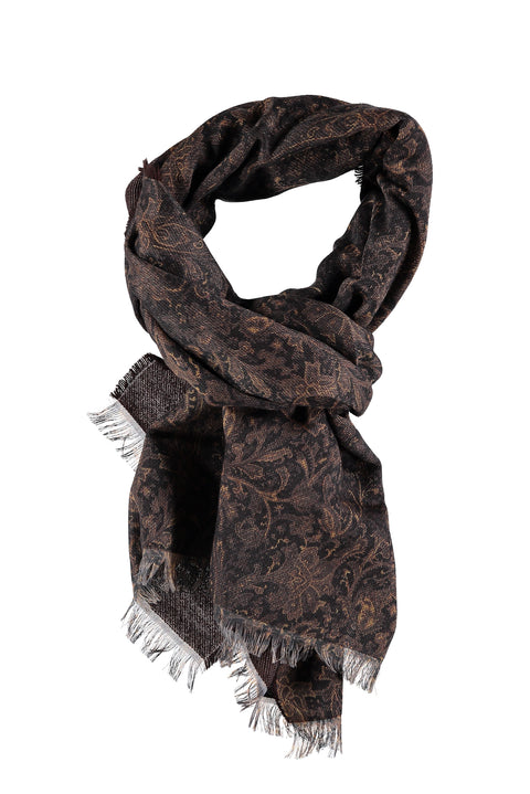 Coffee Patterned Wool Scarf