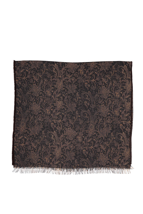 Coffee Patterned Wool Scarf