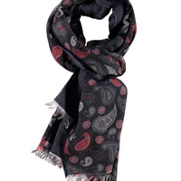 Black Wool Patterned Scarf