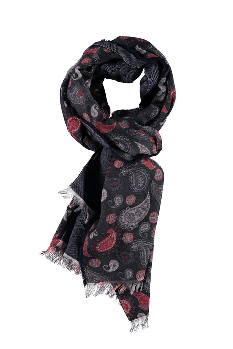 Black Wool Patterned Scarf