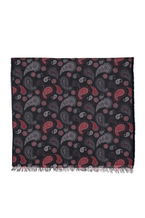 Black Wool Patterned Scarf