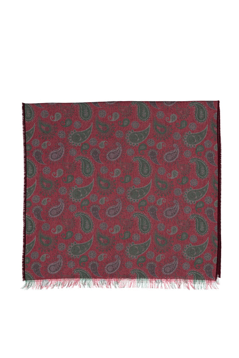 Bordo Yünlü Desenli Atkı