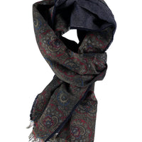 Dark Green Wool Patterned Scarf
