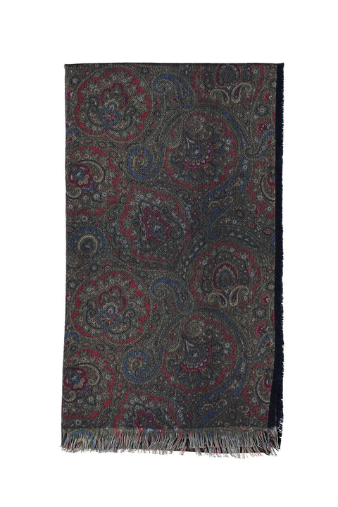Dark Green Wool Patterned Scarf