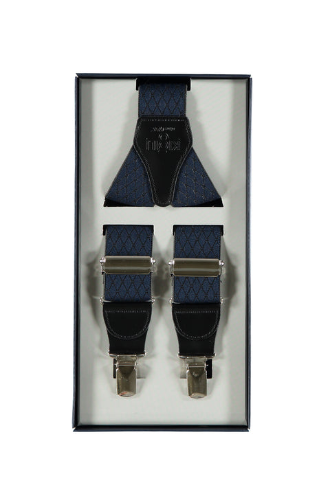 Navy Blue Patterned Trouser Suspenders