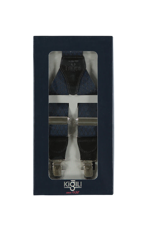 Navy Blue Patterned Trouser Suspenders