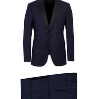 Lacivert Mono Yaka 7 Drop Slim Fit Dar Kesim Smokin & Damatlık