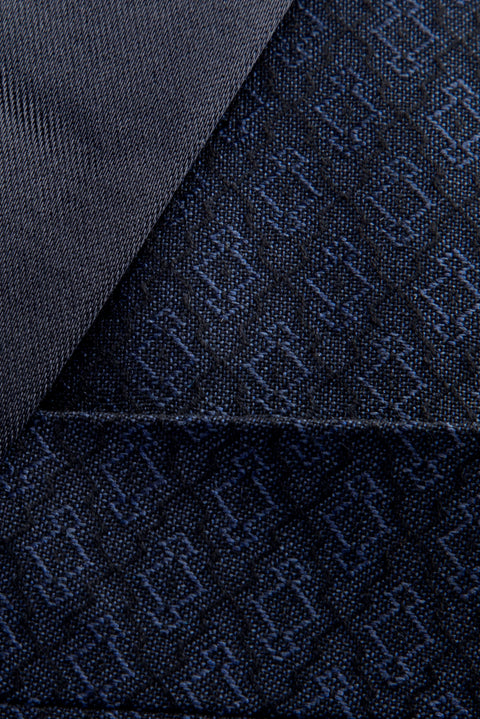 Navy Blue 7 Drop Slim Fit Narrow Cut Shawl Collar Patterned Vest Tuxedo & Groom Suit