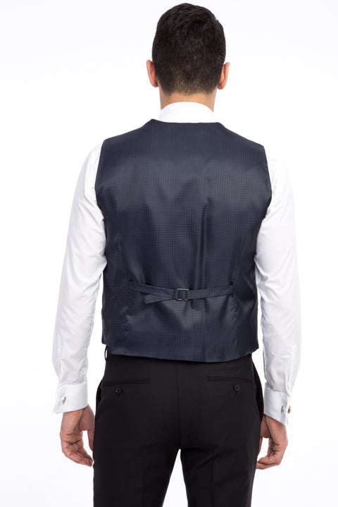 Blue 7 Drop Slim Fit Narrow Cut Shawl Collar Patterned Vest Tuxedo & Groom Suit