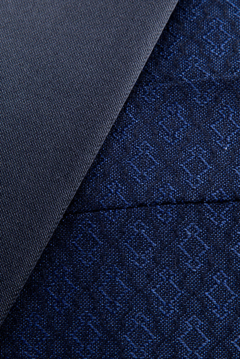 Blue 7 Drop Slim Fit Narrow Cut Shawl Collar Patterned Vest Tuxedo & Groom Suit