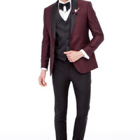 Burgundy 7 Drop Slim Fit Tuxedo & Groom Suit