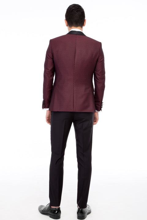 Burgundy 7 Drop Slim Fit Tuxedo & Groom Suit