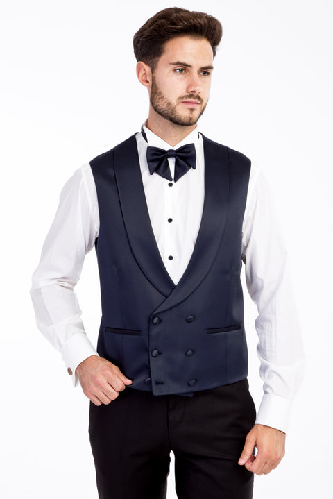 Blue 6 Drop Regular Fit Standard Cut Pointed Collar Patterned Tuxedo & Groom Suit