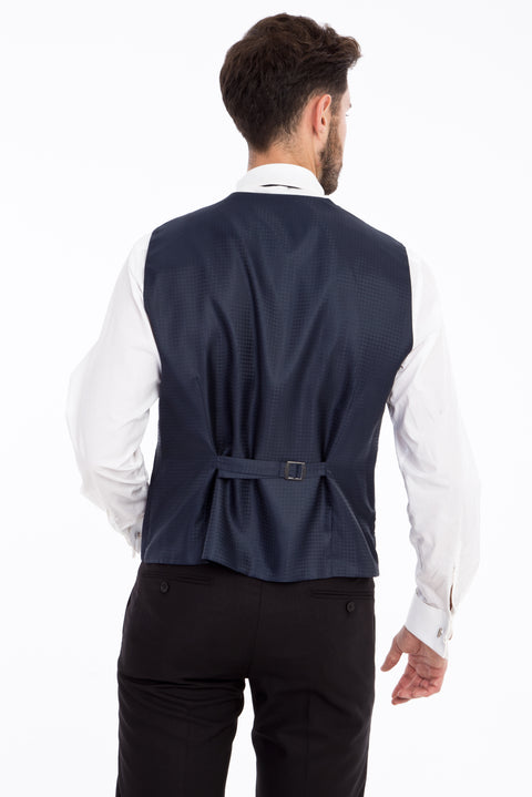 Blue 6 Drop Regular Fit Standard Cut Pointed Collar Patterned Tuxedo & Groom Suit