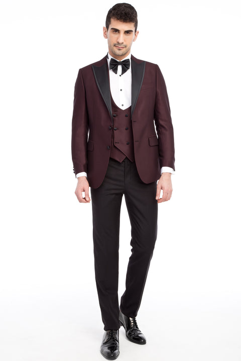 Burgundy 6 Drop Regular Fit Standard Cut Tuxedo & Groom Suit