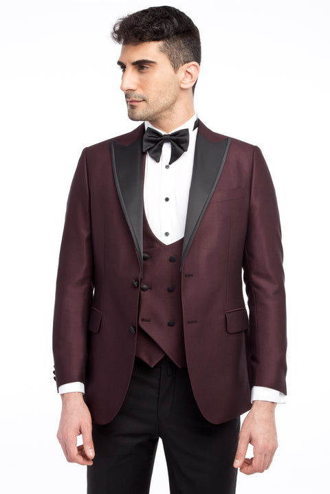Burgundy 6 Drop Regular Fit Standard Cut Tuxedo & Groom Suit