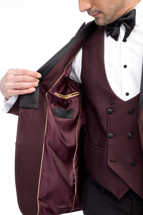 Burgundy 6 Drop Regular Fit Standard Cut Tuxedo & Groom Suit