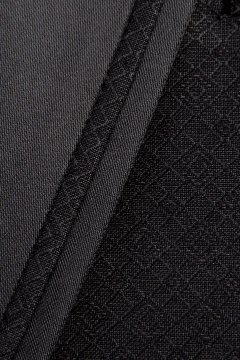 Black 7 Drop Slim Fit Narrow Cut Mono Collar Patterned Vest Tuxedo & Groom Suit