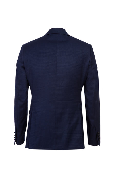 Navy Blue Pointed Collar Eyelet 7 Drop Slim Fit Narrow Cut Tuxedo & Groom Suit