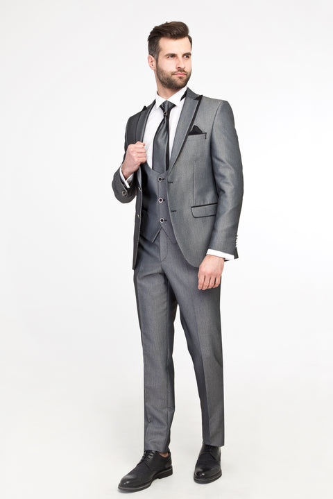 Light Grey Vest Tuxedo / Groom Suit