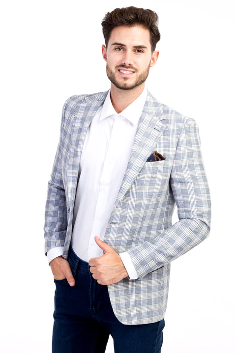 Blue 6 Drop Regular Fit Plaid Jacket