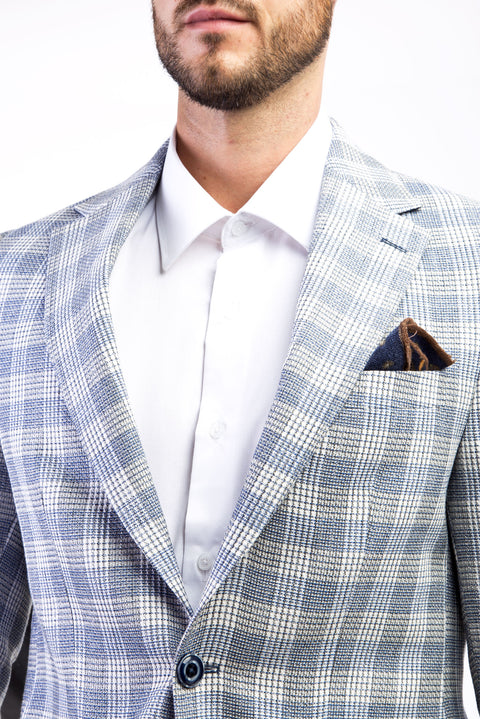 Blue 4 Drop Relaxed Fit Plaid Jacket