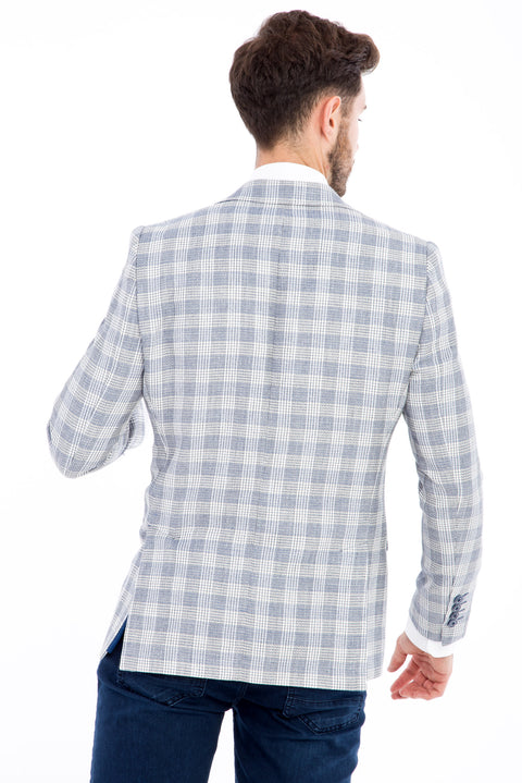 Blue 4 Drop Relaxed Fit Plaid Jacket