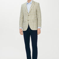 Light Green 6 Drop Regular Fit Standard Cut Plaid Jacket