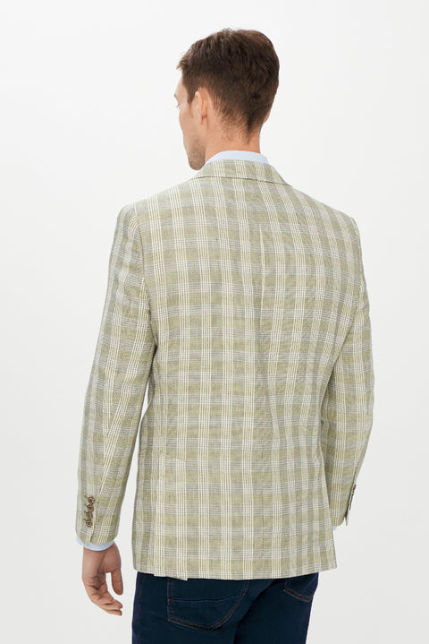 Light Green 6 Drop Regular Fit Standard Cut Plaid Jacket