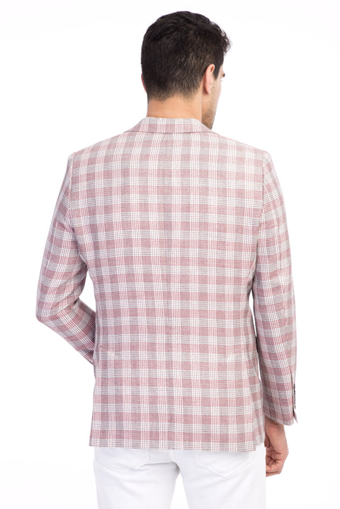 Kırmızı 4 Drop Relaxed Fit Rahat Kesim Ekose Ceket
