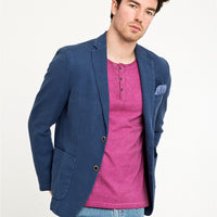 Navy Blue 6 Drop Regular Fit Standard Cut Patterned Sport Wash Jacket
