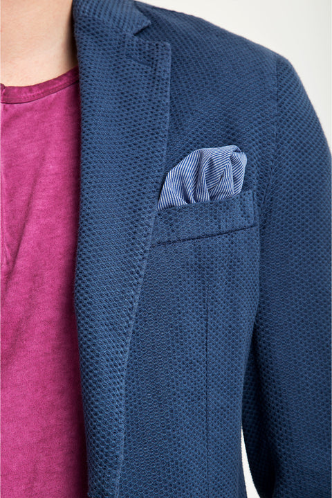 Navy Blue 6 Drop Regular Fit Standard Cut Patterned Sport Wash Jacket
