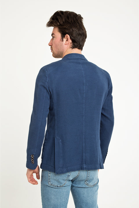 Navy Blue 6 Drop Regular Fit Standard Cut Patterned Sport Wash Jacket