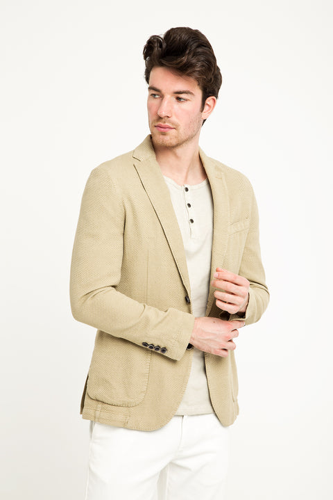 Beige 6 Drop Regular Fit Standard Cut Patterned Sport Wash Jacket