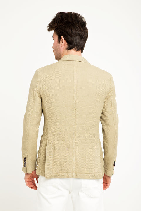 Beige 6 Drop Regular Fit Standard Cut Patterned Sport Wash Jacket