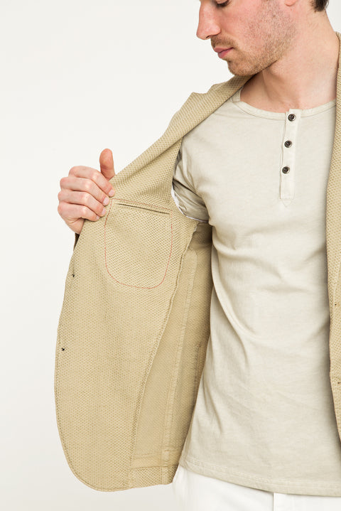 Beige 6 Drop Regular Fit Standard Cut Patterned Sport Wash Jacket