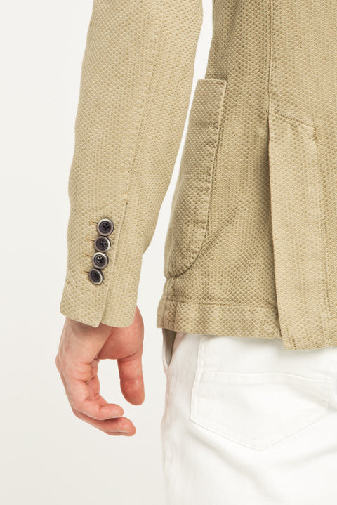 Beige 6 Drop Regular Fit Standard Cut Patterned Sport Wash Jacket