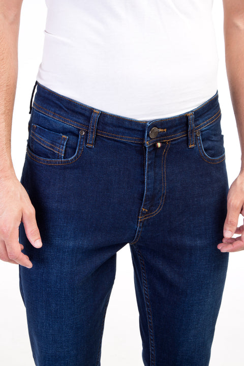 Blue Slim Fit Narrow Cut Stretch Denim Pants