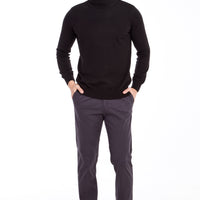 Anthracite 4-Drop Relaxed Fit Patterned Lycra Canvas/Chino Pants