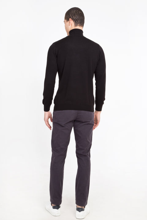Anthracite 4-Drop Relaxed Fit Patterned Lycra Canvas/Chino Pants
