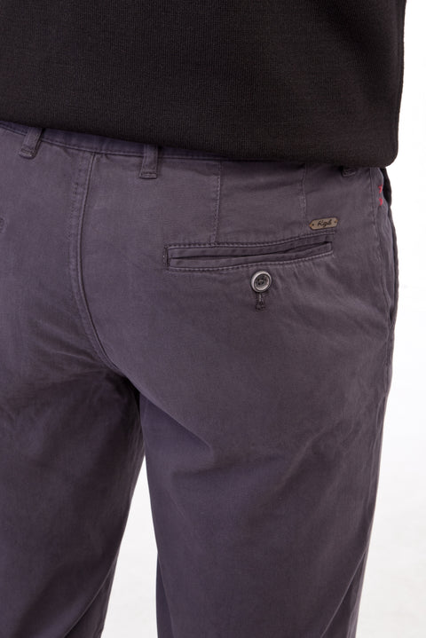 Anthracite 4-Drop Relaxed Fit Patterned Lycra Canvas/Chino Pants
