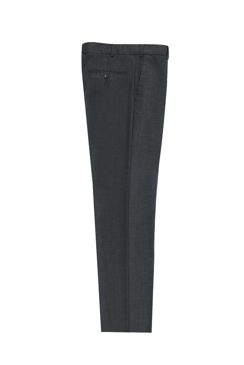 Smoke Grey 4 Drop Relaxed Fit Classic Fabric Wool Trousers