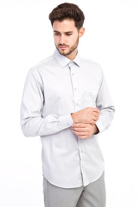 Light Grey Long Sleeve Non-Iron Satin Classic Shirt