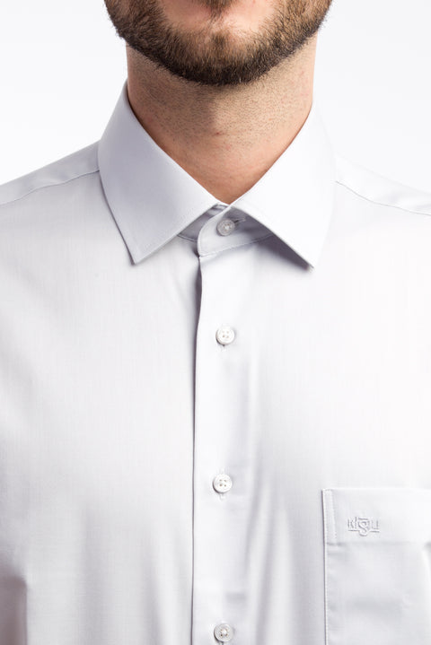 Light Grey Long Sleeve Non-Iron Satin Classic Shirt